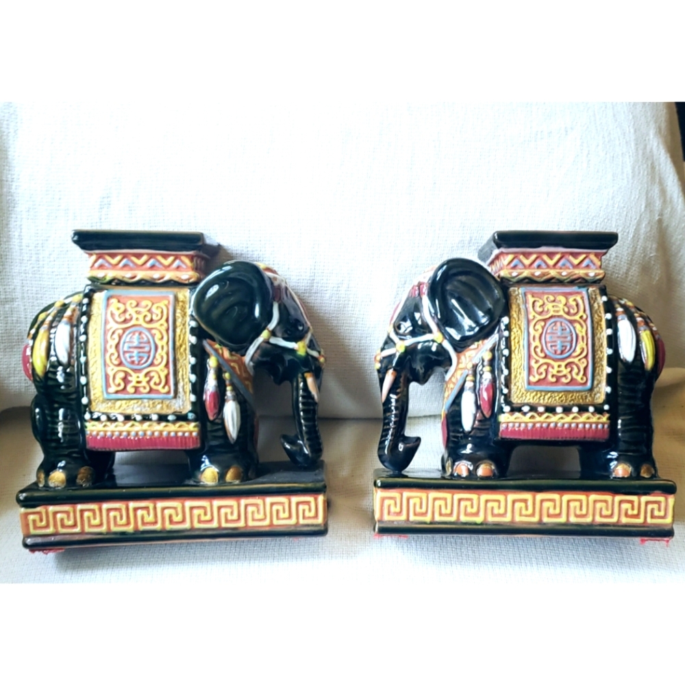 Vintage pair of Chinoiserie elephants